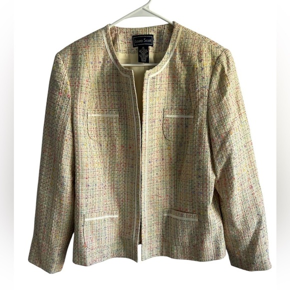Laura Scott Jackets & Blazers - Laura Scott Tweed Pastel Cream Blazer • Used • Size: 16